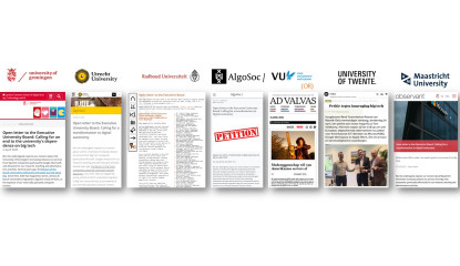 Webpagina's universiteiten met open brieven